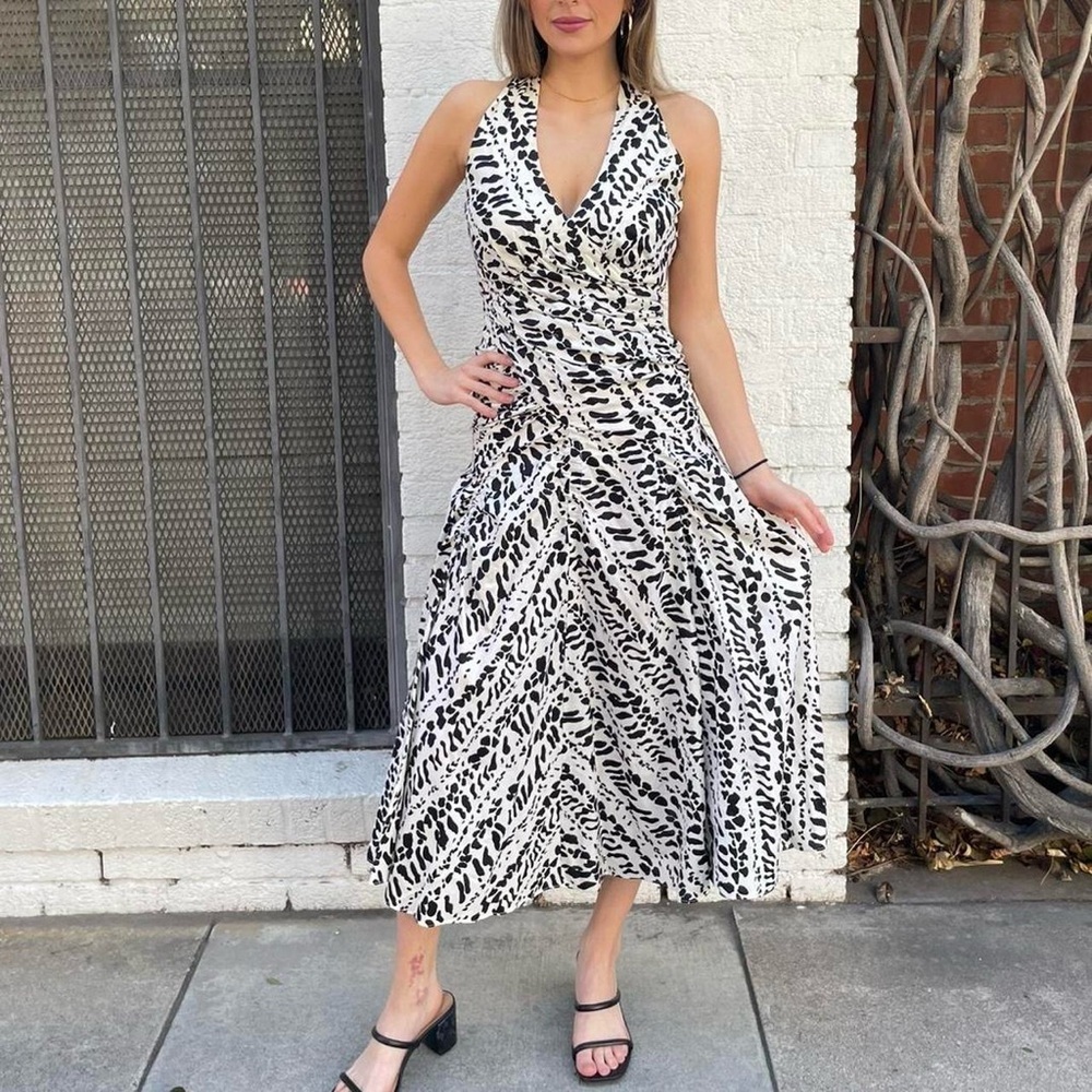 Vintage BB collection Black and white fishtail corsette midi dress sz xs